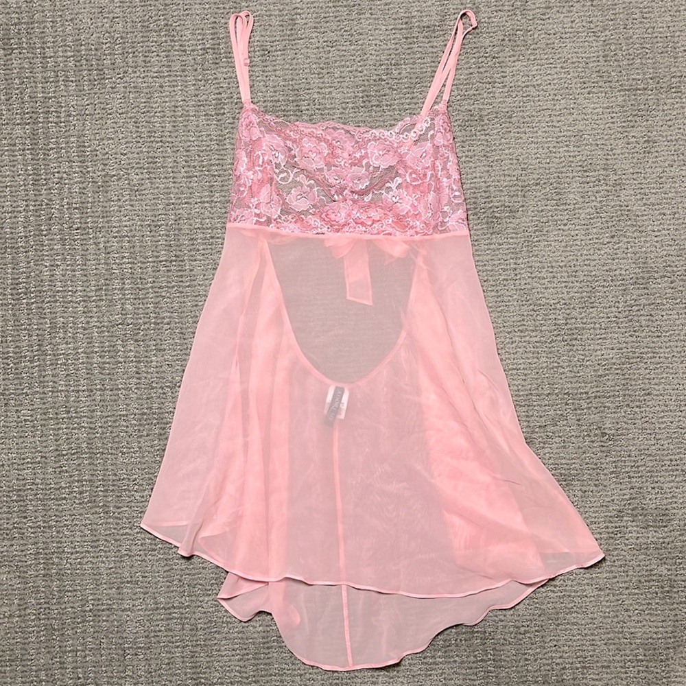 ADORE ME Spaghetti Strap Light Pink Lace Mini Lingerie Dress NWOT